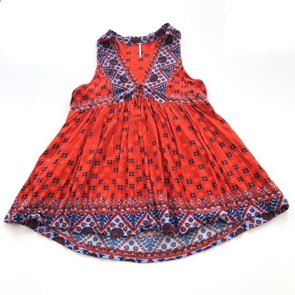 Free People Charlotte Rust Printed Racerback Tunic Tank – Size Small - Picture 8 of 11